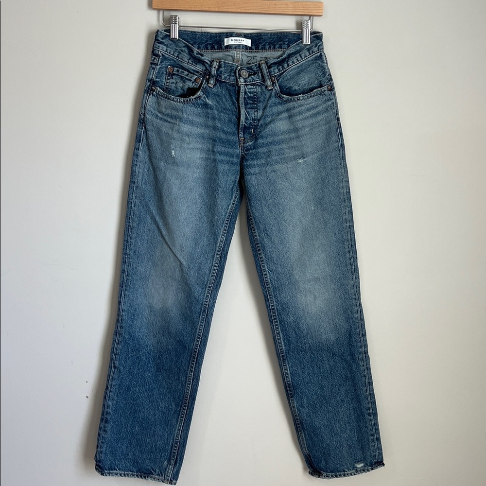 Moussy Vintage Slim Straight Leg Jeans $370 Size 25 Mid Rise‎ from Shopbob